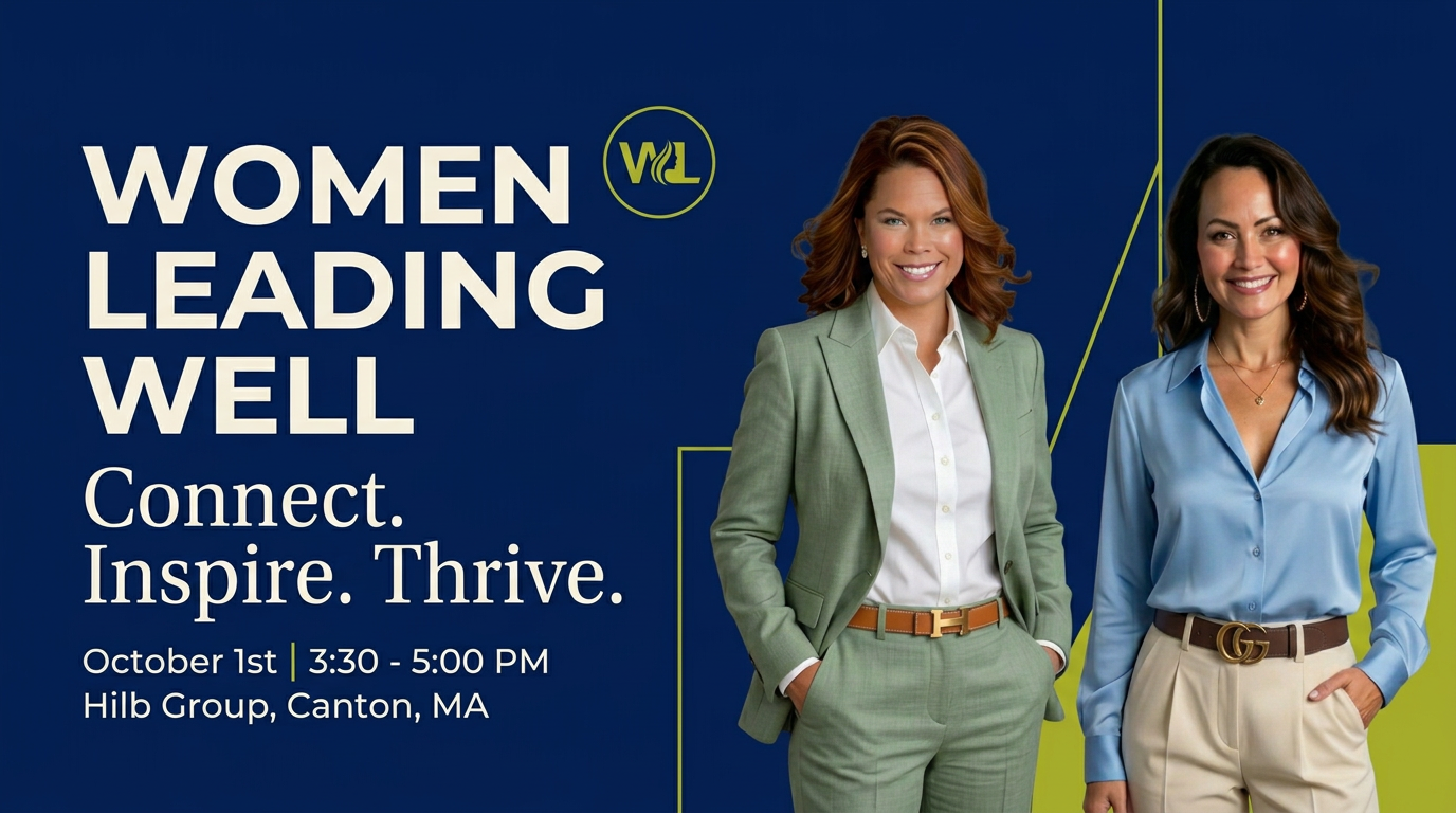 Women Leading Well event banner: Connect. Inspire. Thrive.